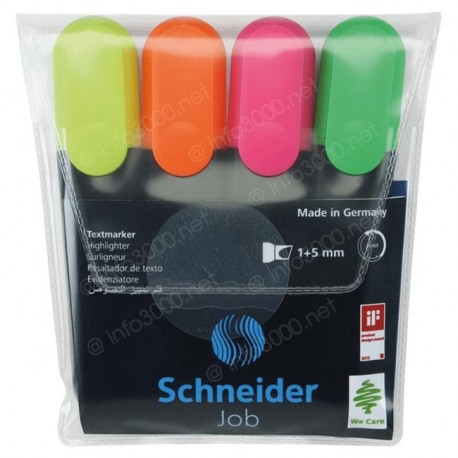 Schneider Job pochette de 4 surligneurs - coloris assortis
